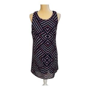 Love Fire Navy Sleeveless Aztec Print Dress Size M